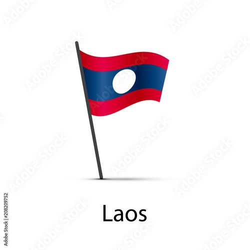 Laos flag on pole, infographic element on white