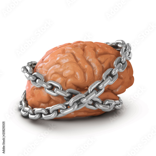 Vector 3d Brain chained