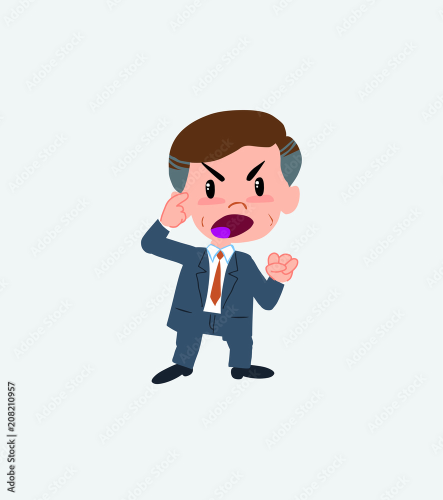 Businessman screams angry in aggressive attitude.