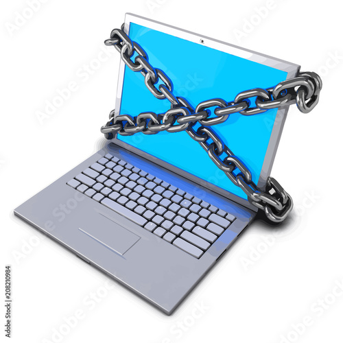 Vector 3d Chained laptop