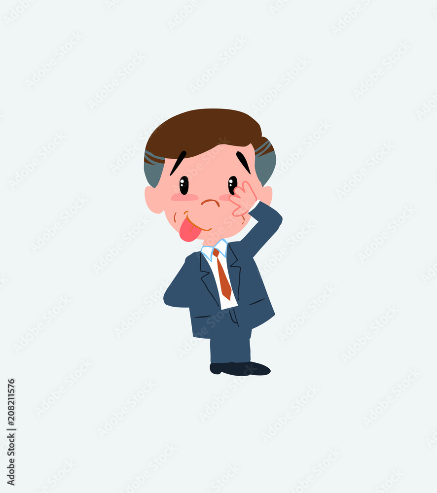 Businessman sticks out his tongue in gesture of funny shyness. Businessman sticks out his tongue in gesture of funny shyness.