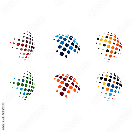 Dotted logo vector, abstract circular halftone