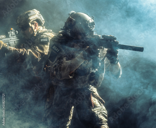 фотографія Group of security forces in Combat Uniforms with rifles