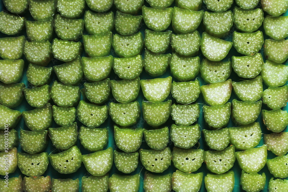 Fototapeta premium lots of green rhubarb cut into pieces
