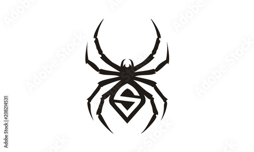 Initial Letter S Spider Black logo design silhouette 