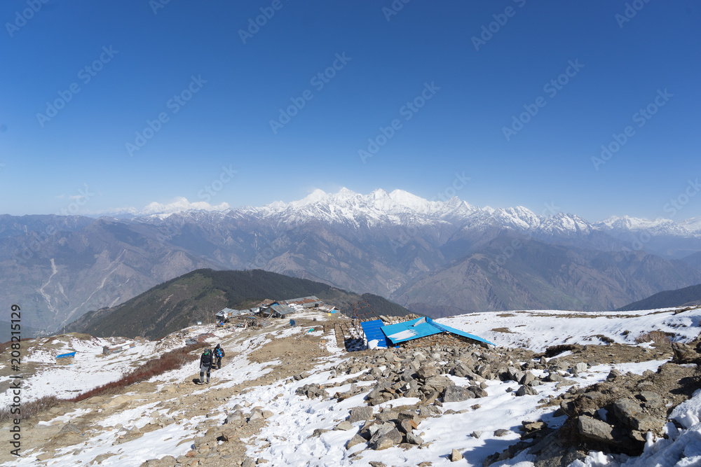 Snow mountains peak in Nepal Himalaya