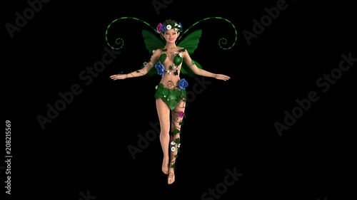 forest fairy waving his wings loop ,Alpha Channel