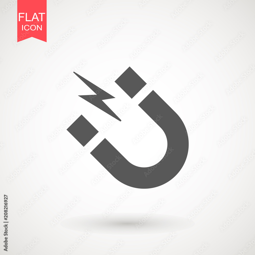 Magnet icon. Attention magnet sign - grey vector icon. Magnet icon. Attention magnet sign - grey vector icon.