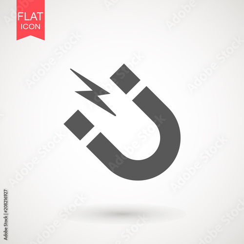 Magnet icon. Attention magnet sign - grey vector icon.