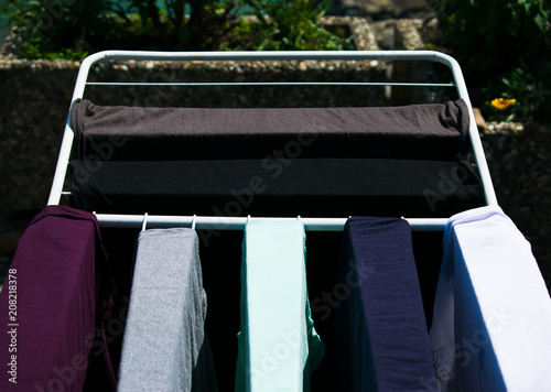 Laundry line with clothes outdoors