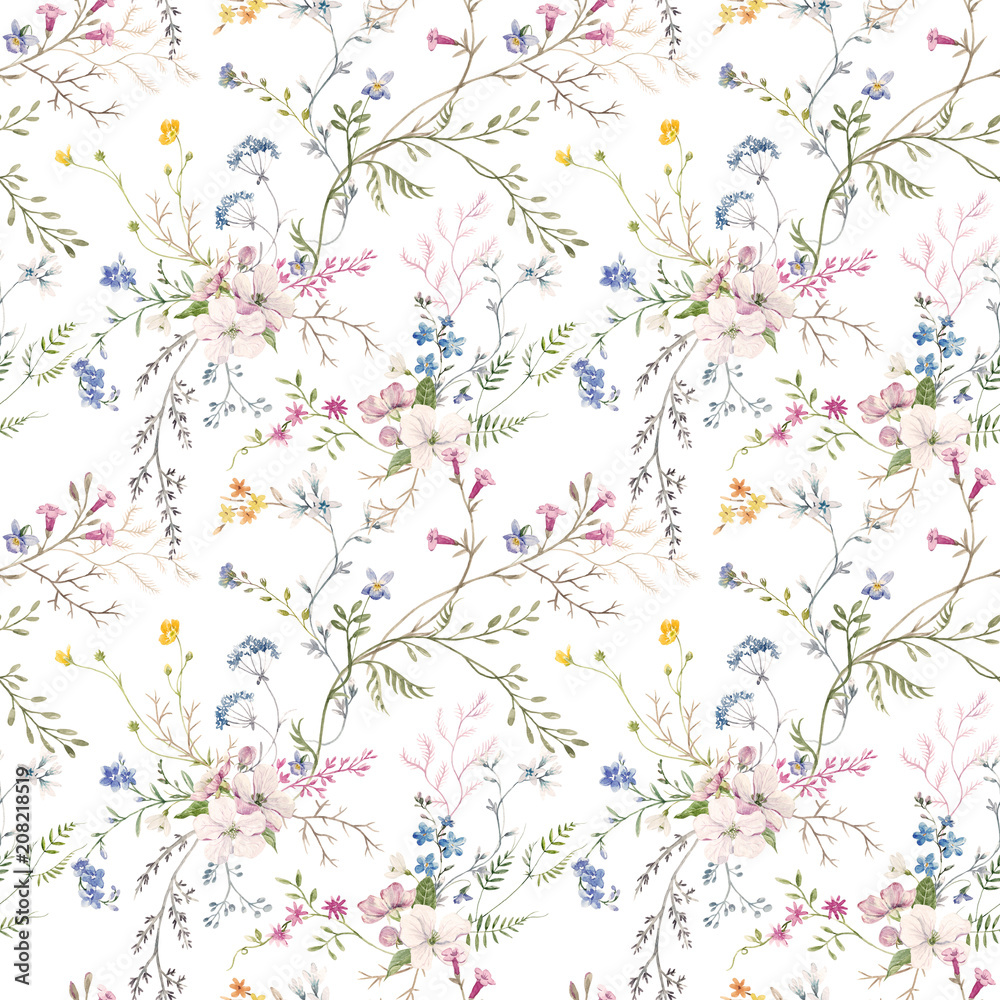 Naklejka premium Watercolor floral pattern