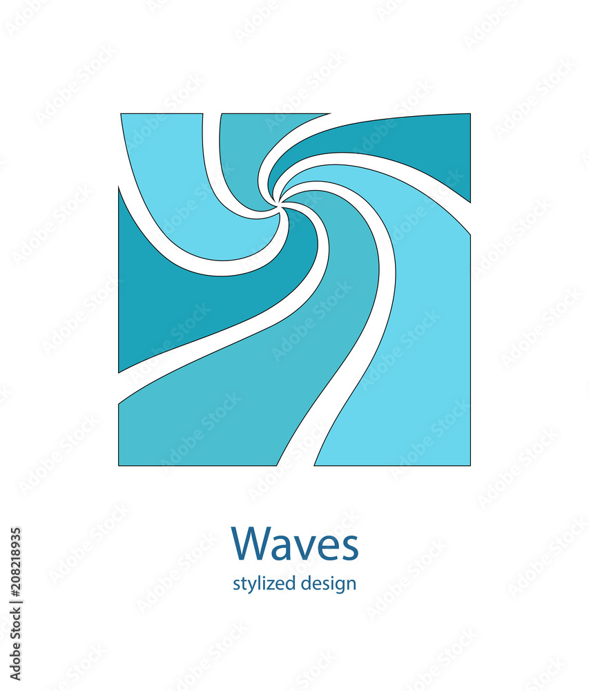 Obraz premium Water Wave Logo abstract design. Cosmetics Surf Sport Logotype c