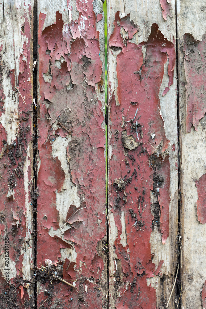 Old wooden background with remains of pieces of scraps of old paint on wood Old wooden background with remains of pieces of scraps of old paint on wood