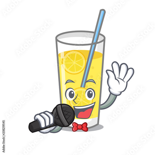 Singing lemonade mascot cartoon style photo