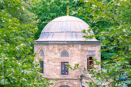 Masjid or mosque at courtyard of historical Koza Han in Bursa, Turkey