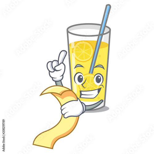 With menu lemonade mascot cartoon style photo