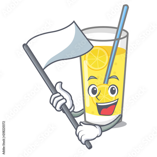 With flag lemonade mascot cartoon style photo