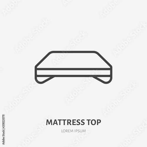 Mattress top flat line icon. Bedding sign. Thin linear logo for interior store.
