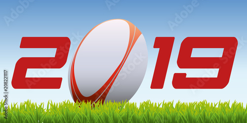2019 - rugby - carte de vœux - présentation - invitation - sport - année - ballon - tournois