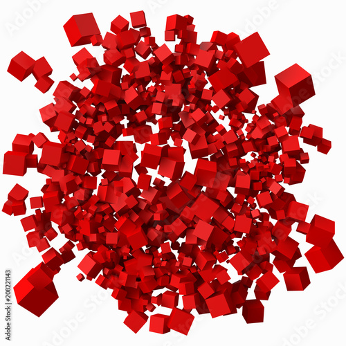 pile of different sized redcubes. 3d style vector illustration photo