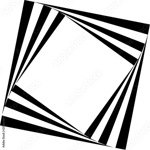 Abstract decorative background with a white square and illusion  movement in a black  - white colors 