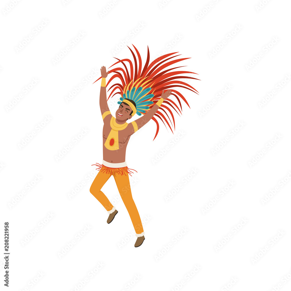 Aztec warrior man character in traditional clothes and headdress ...