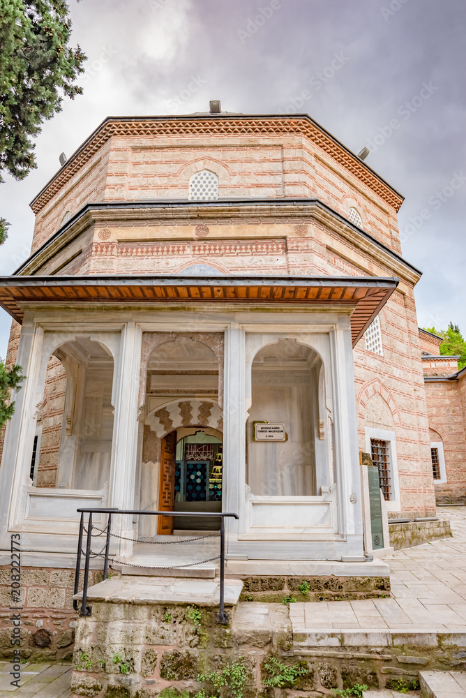 View of shahzada(prince) Ahmed tomb, mausoleum in Bursa, Turkey