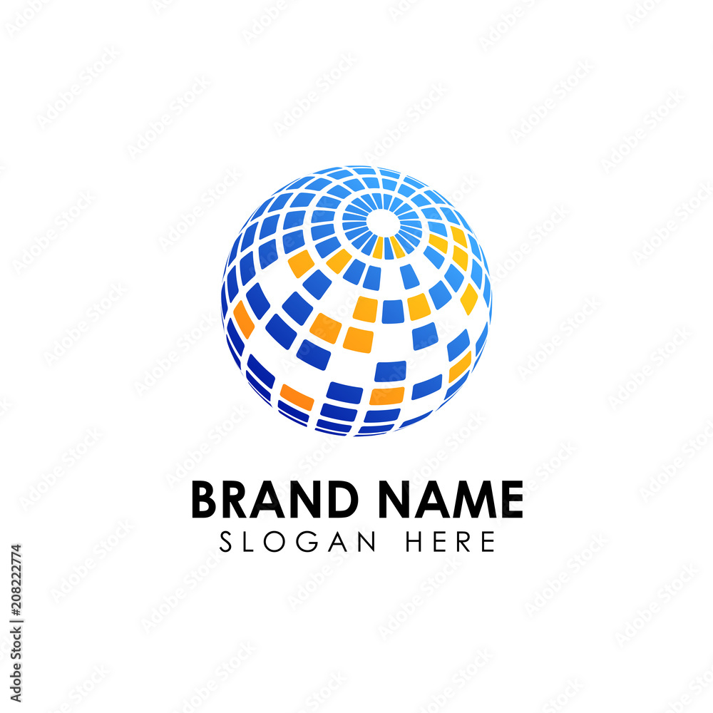 spread 3D globe logo design. creative world shape icon. Technology logo. corporate business logo design vector illustration spread 3D globe logo design. creative world shape icon. Technology logo. corporate business logo design vector illustration