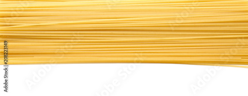 Raw spaghetti on white background