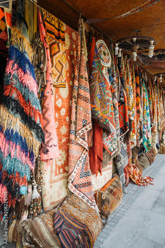 close up view of different colorful carpets at market in Cappadocia, Turkey © LIGHTFIELD STUDIOS