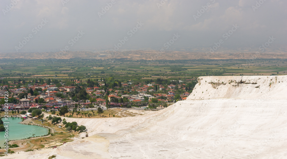 Scenic aerial view of Pumakkale, Turkey Scenic aerial view of Pumakkale, Turkey