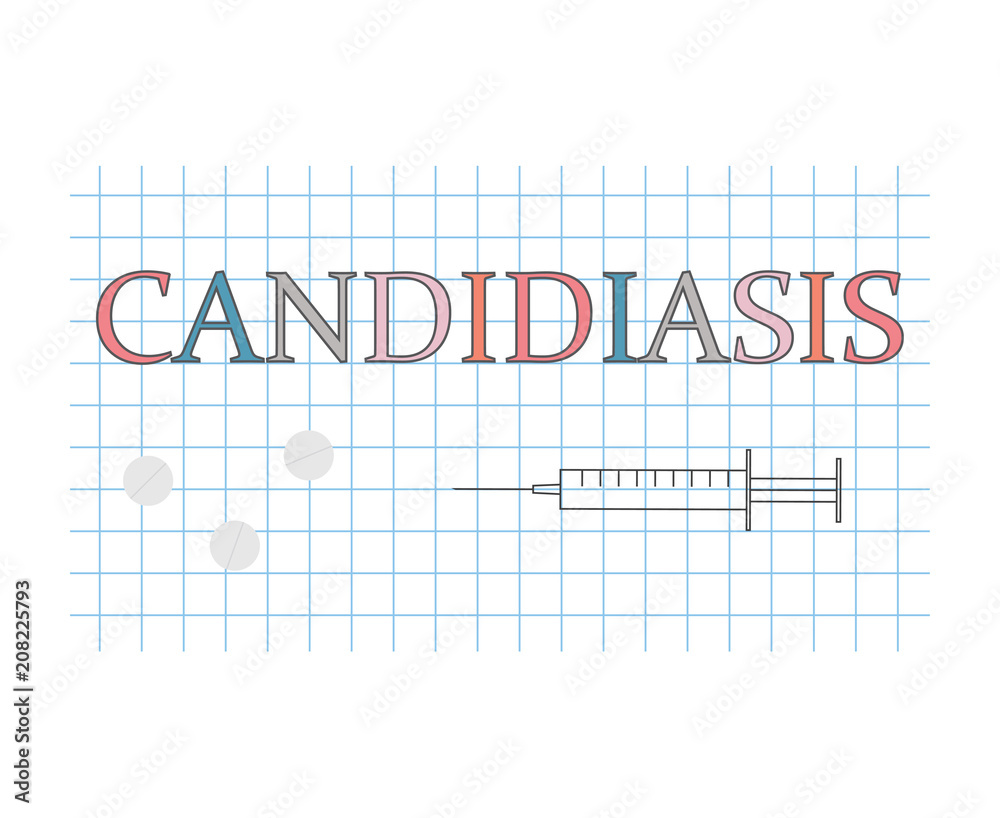 Candidiasis word on checkered paper sheet- vector illustration Candidiasis word on checkered paper sheet- vector illustration