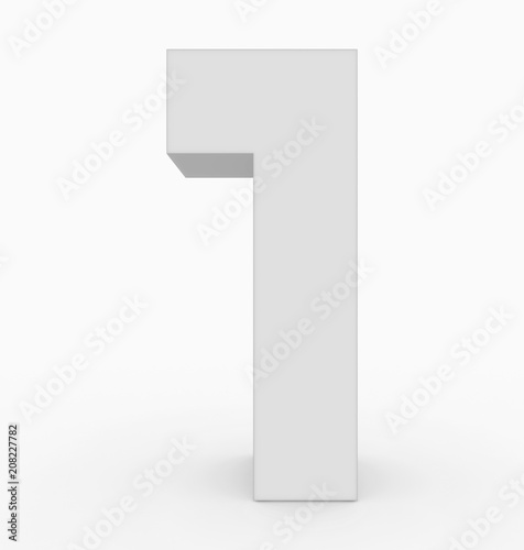 number 1 3d cubic white isolated on white