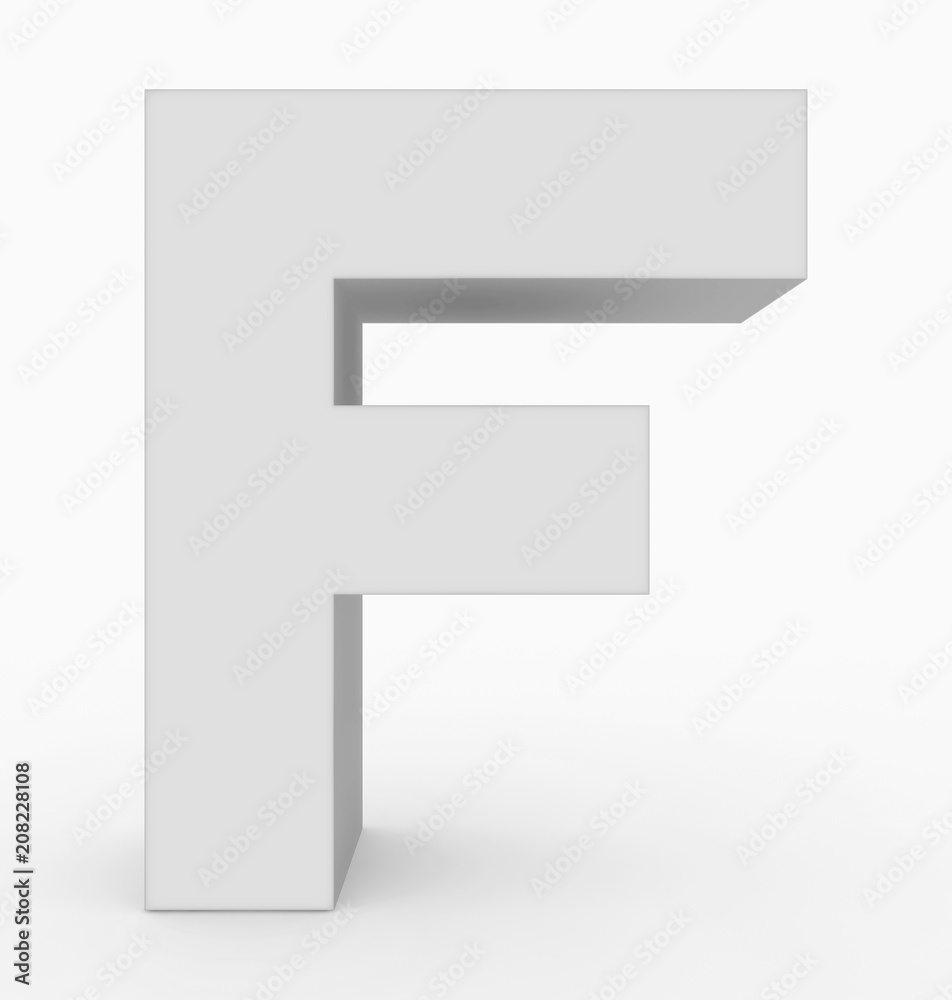 letter F 3d cubic white isolated on white letter F 3d cubic white isolated on white