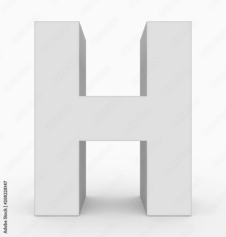 letter H 3d cubic white isolated on white letter H 3d cubic white isolated on white