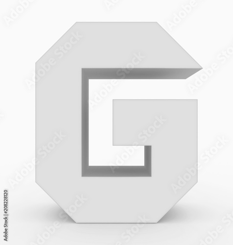 letter G 3d cubic white isolated on white
