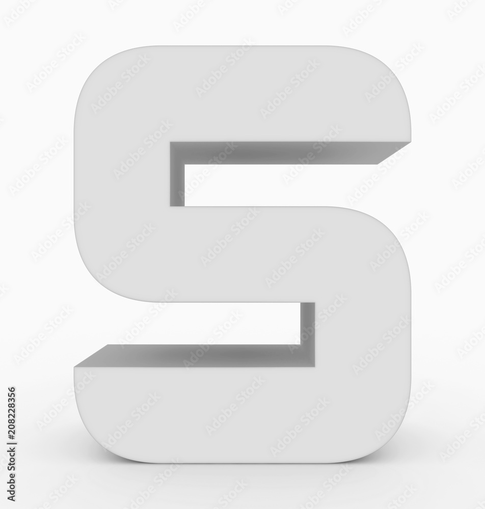 letter S 3d cubic rounded white isolated on white letter S 3d cubic rounded white isolated on white