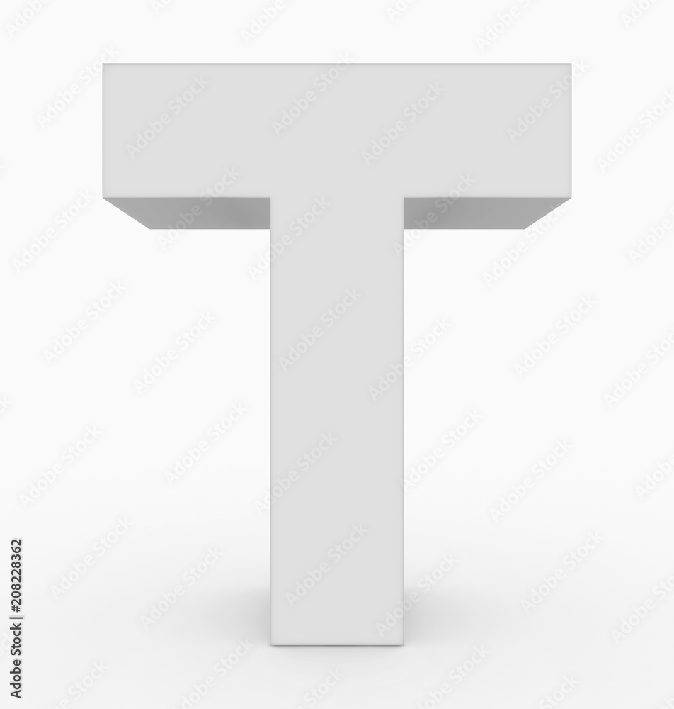 letter T 3d cubic white isolated on white letter T 3d cubic white isolated on white