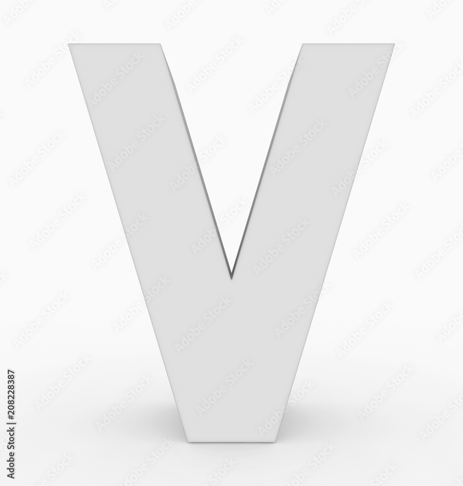 letter V 3d cubic white isolated on white letter V 3d cubic white isolated on white