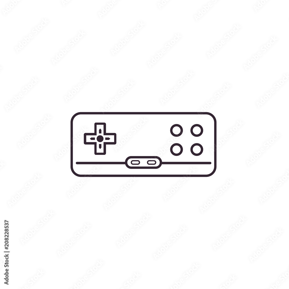 verdund bouwer Overtreffen Retro gamepad, joypad, joystick - line icon on isolated background. Old  school game controller for video gaming consoles and stations - vector sign  or symbol in thin linear style. Stock Vector | Adobe Stock