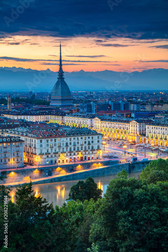 Turin. Aerial cityscape image of Turin, Italy during sunset. © rudi1976