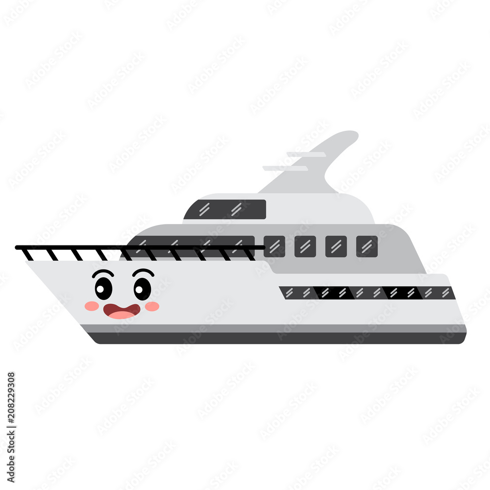 Yacht transportation cartoon character side view isolated on white background vector illustration. Stock Vector | Adobe Stock Yacht transportation cartoon character side view isolated on white background vector illustration. Stock Vector | Adobe Stock