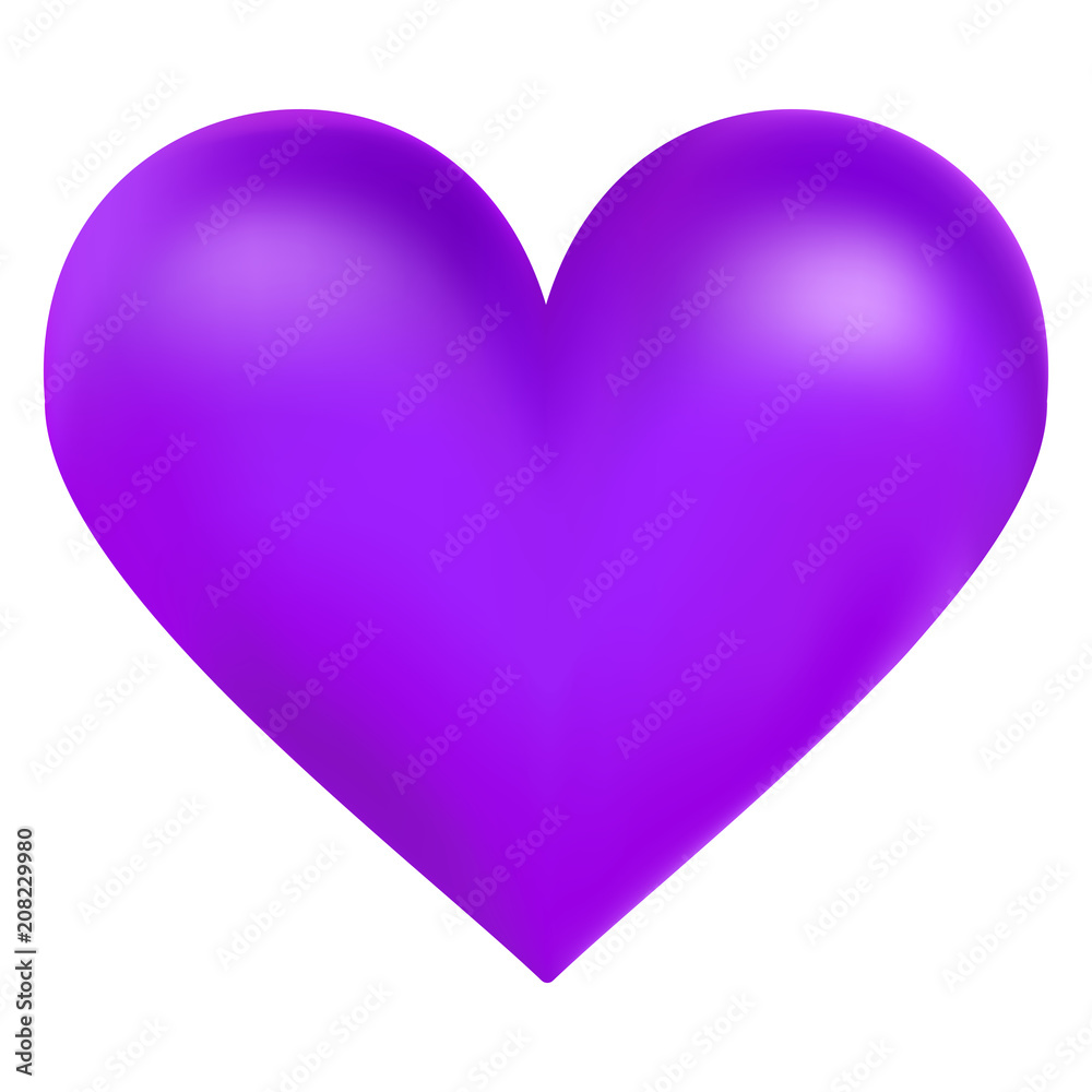 Violet color big heart, vector illustration