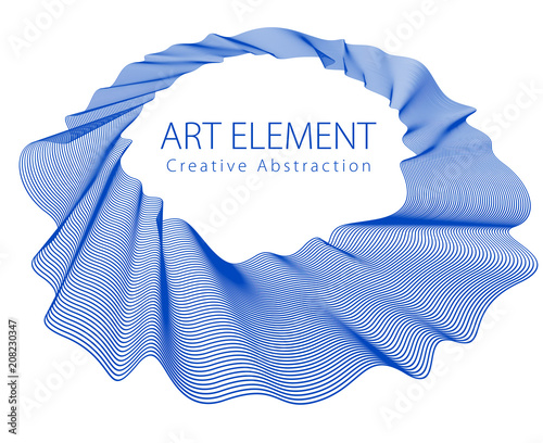 Flowing smooth linear frame in a shape of circle. Vector abstract artistic beautiful background with copy space for text.  Isolated over white background.