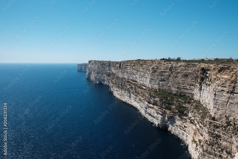 Ta Cenc Cliff and the sea at Sannat, Gozo island, Malta