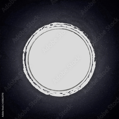 Blank drawing empty round frame on chalkboard background
