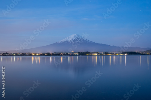 Mountain Fuji and Kawaguchiko lake in early morning