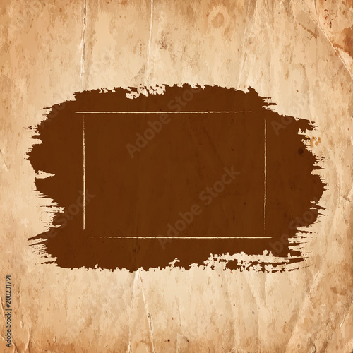 Blank drawing empty rough frame on old paper background