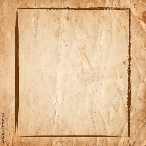 Blank drawing empty rough frame on old paper background