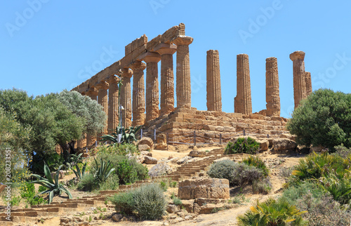 Remains of Hera Lacinia Temple - Valle dei Templi located in Agrigento, Sicily. Unesco World Heritage Site